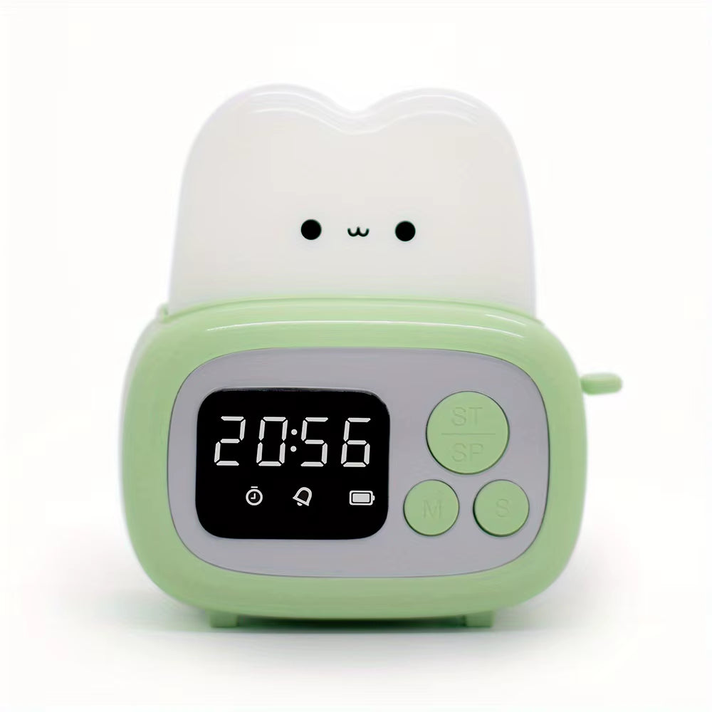 1Pc Time Toaster Night Light High Appearance Level Bedside Light Cute Sleeping Light Cartoon Mini Alarm Clock
