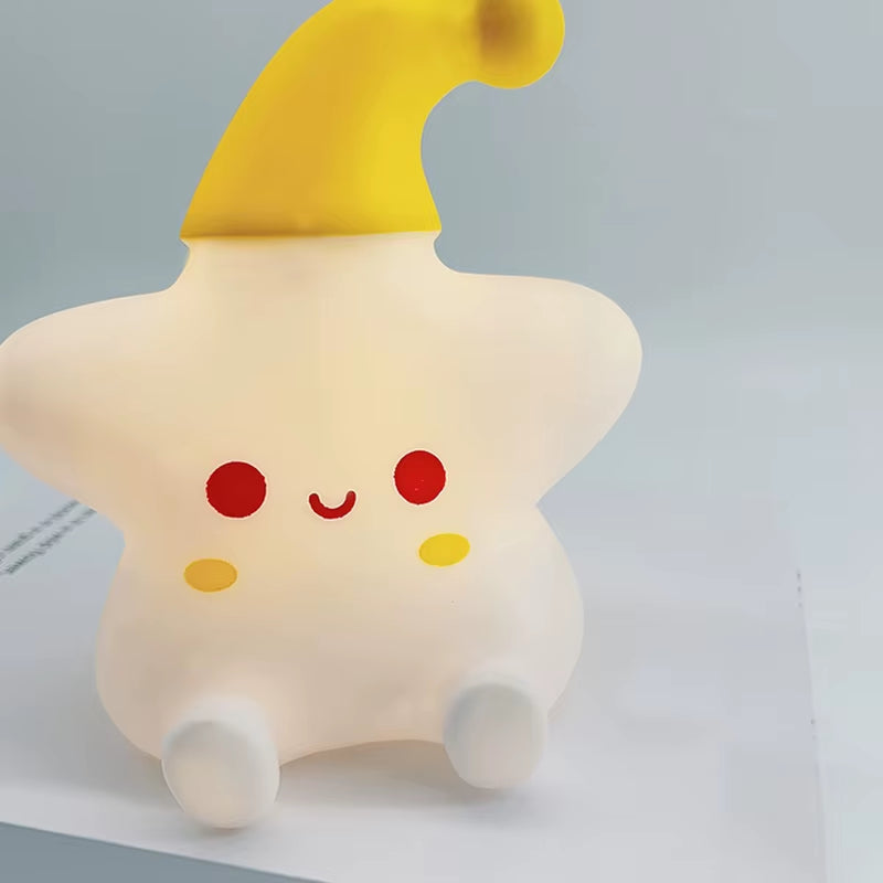 Cute Night Light Star Cute Birthday Gift Soft Silicone Lamp Warm Bedside Lamp Desktop Ornament Night Light