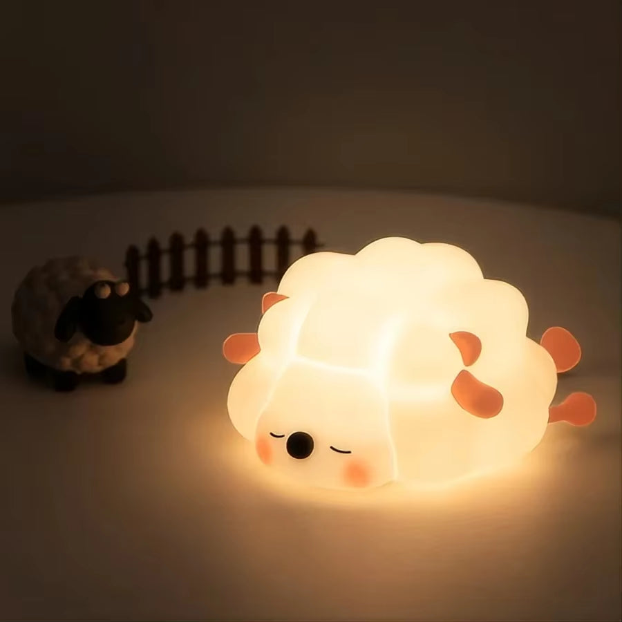 LED Night Light Cute Panda Sheep Rabbit Touch Silicone Nightlights USB Rechargeable for Bedroom Decoration Kids Birthday Gift