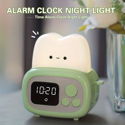 1Pc Time Toaster Night Light High Appearance Level Bedside Light Cute Sleeping Light Cartoon Mini Alarm Clock