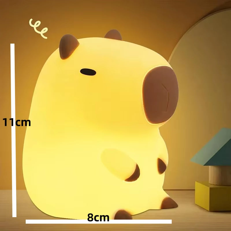 Cute Capybara Night Light Cute Cartoon Silicone Creative Bedside Sleep Night Lamp Room Decor Birthday Christmas Gift