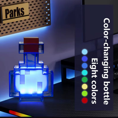 MC Game Medicine Bottle LED Night Light Game Creative Toy Lamp Rechargeable Bedroom Bedside Decoration for Kids Bedside Lamp