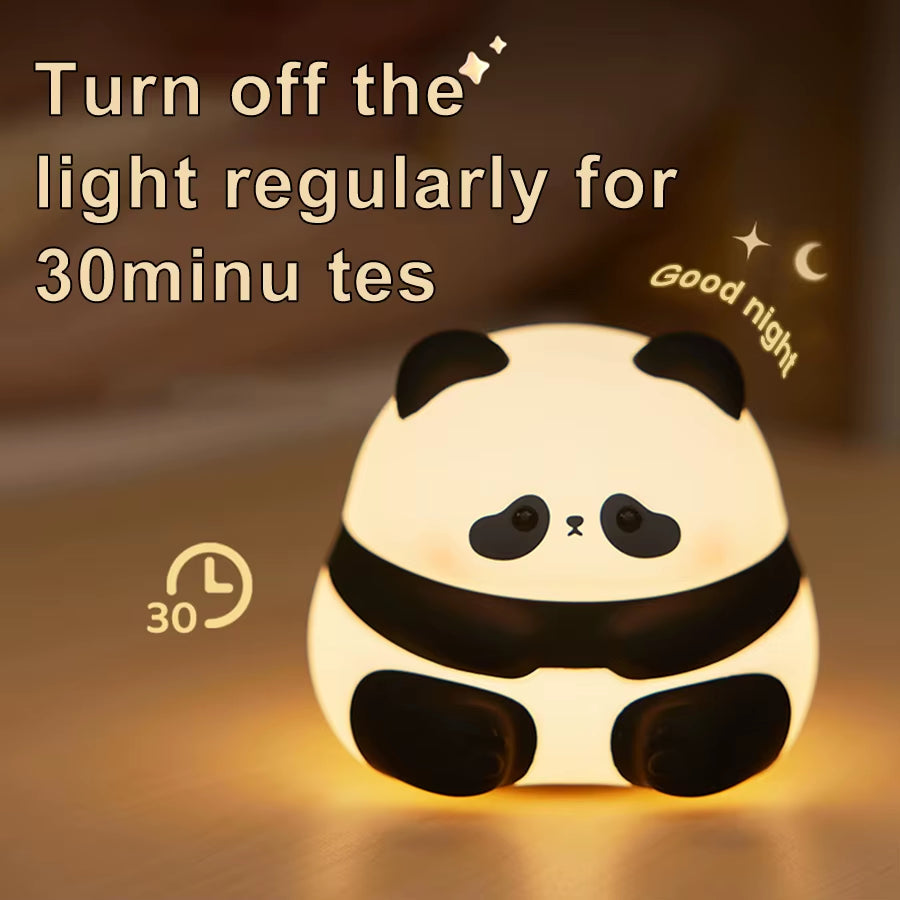 USB Rechargeable LED Night Light Panda Cartoon Animal Silicone Lamp Timing Bedside Decor Kids Sleep Nightlight Birthday Gifts
