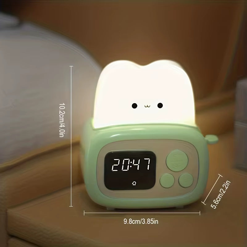 1Pc Time Toaster Night Light High Appearance Level Bedside Light Cute Sleeping Light Cartoon Mini Alarm Clock