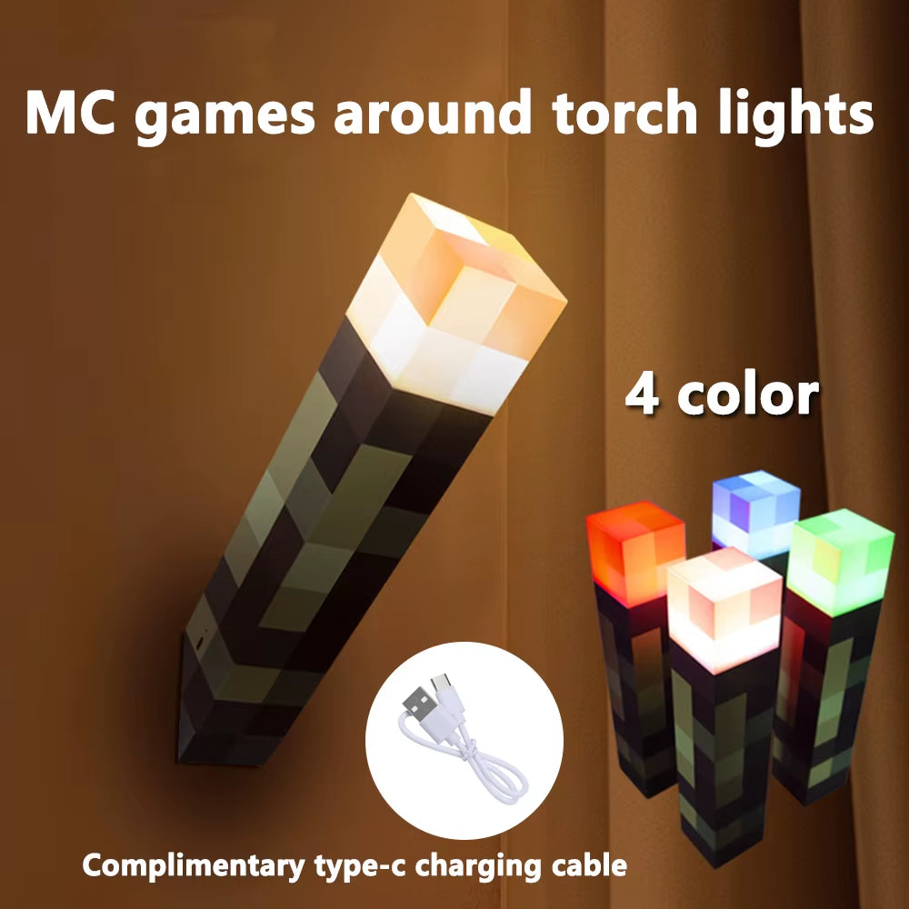 MC Game Medicine Bottle LED Night Light Game Creative Toy Lamp Rechargeable Bedroom Bedside Decoration for Kids Bedside Lamp