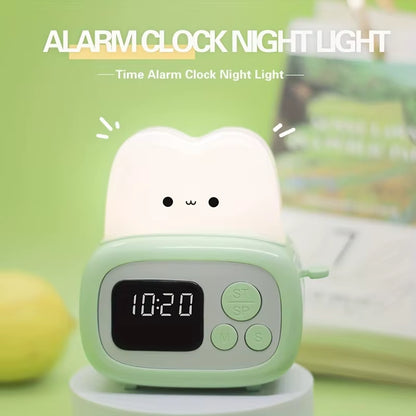 1Pc Time Toaster Night Light High Appearance Level Bedside Light Cute Sleeping Light Cartoon Mini Alarm Clock