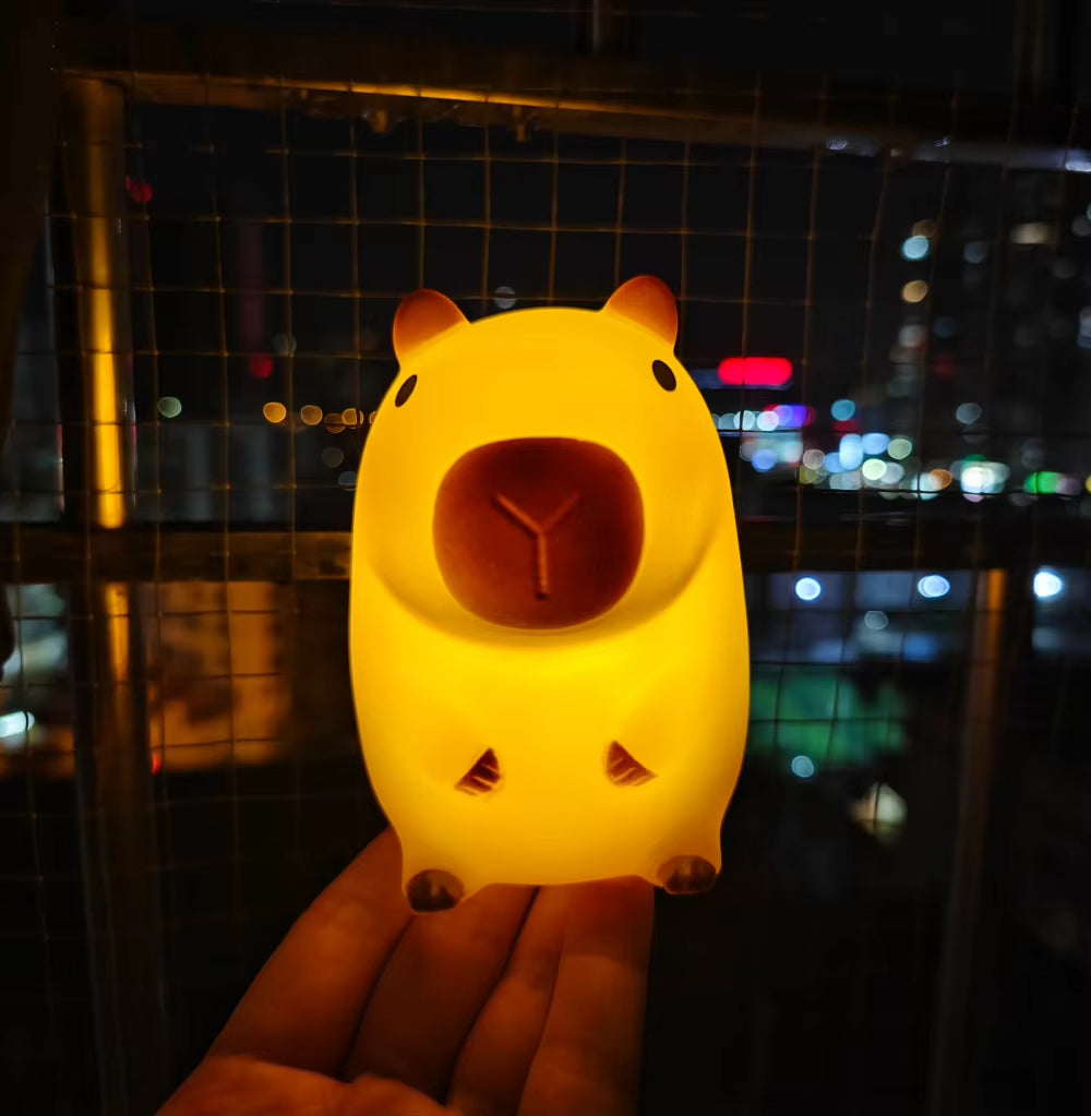 Cute Capybara Night Light Cute Cartoon Silicone Creative Bedside Sleep Night Lamp Room Decor Birthday Christmas Gift