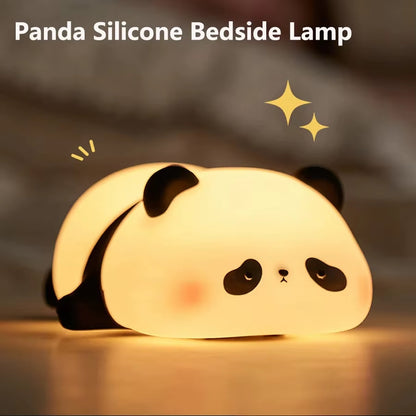 USB Rechargeable LED Night Light Panda Cartoon Animal Silicone Lamp Timing Bedside Decor Kids Sleep Nightlight Birthday Gifts