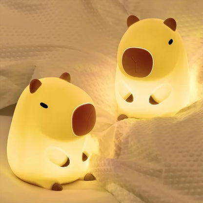 Cute Capybara Night Light Cute Cartoon Silicone Creative Bedside Sleep Night Lamp Room Decor Birthday Christmas Gift