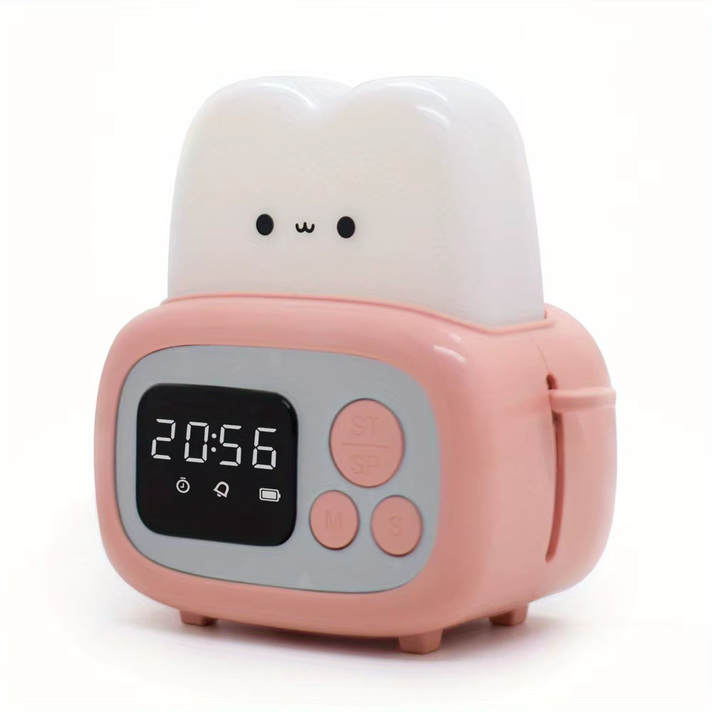 1Pc Time Toaster Night Light High Appearance Level Bedside Light Cute Sleeping Light Cartoon Mini Alarm Clock