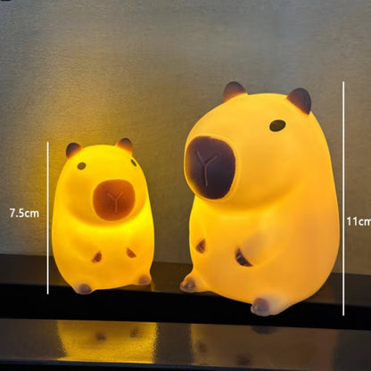 Cute Capybara Night Light Cute Cartoon Silicone Creative Bedside Sleep Night Lamp Room Decor Birthday Christmas Gift