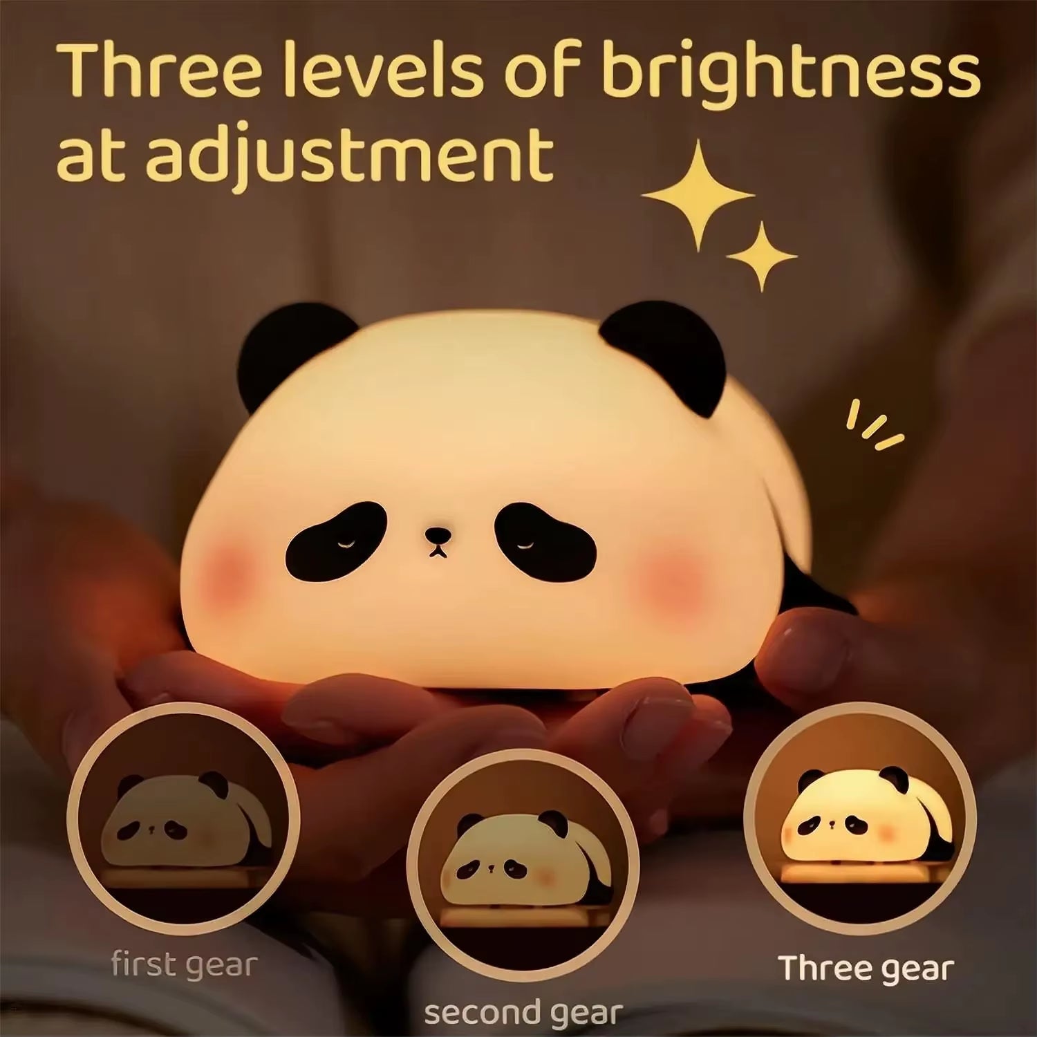 USB Rechargeable LED Night Light Panda Cartoon Animal Silicone Lamp Timing Bedside Decor Kids Sleep Nightlight Birthday Gifts
