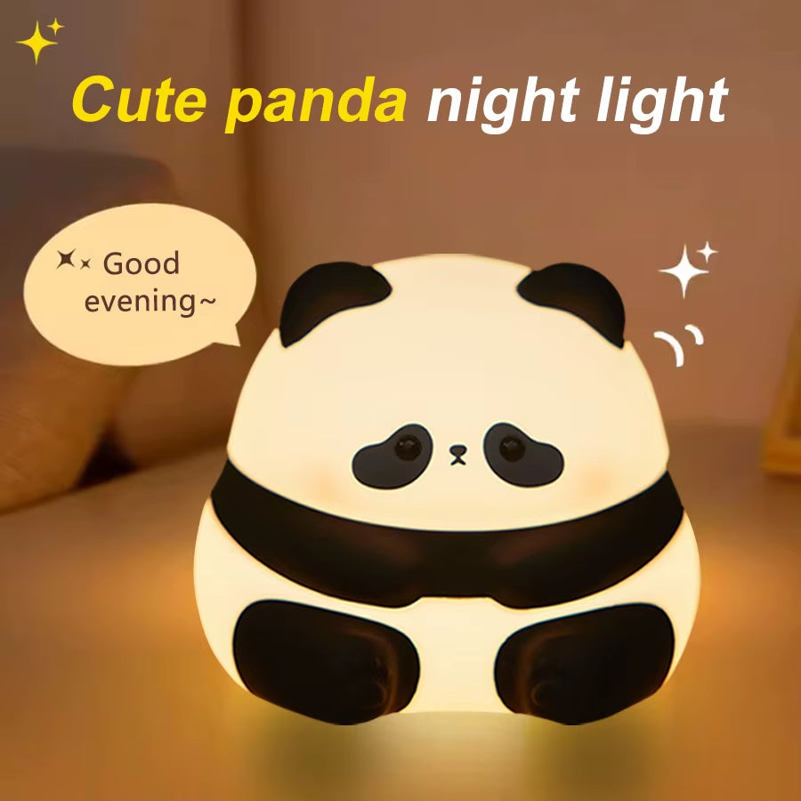 USB Rechargeable LED Night Light Panda Cartoon Animal Silicone Lamp Timing Bedside Decor Kids Sleep Nightlight Birthday Gifts