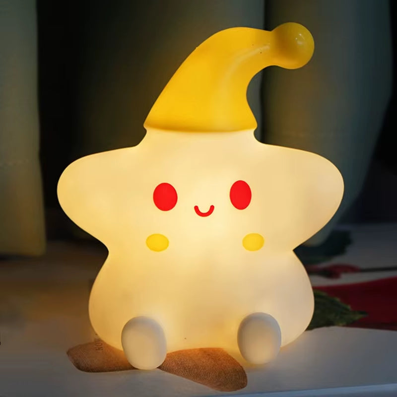 Cute Night Light Star Cute Birthday Gift Soft Silicone Lamp Warm Bedside Lamp Desktop Ornament Night Light